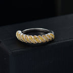 Yellow Diamond Band Ring in Rhodium Overlay Sterling Silver 0.25 Ct.