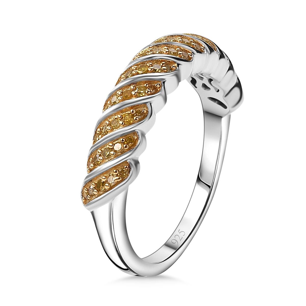 Yellow Diamond Band Ring in Rhodium Overlay Sterling Silver 7973830 4