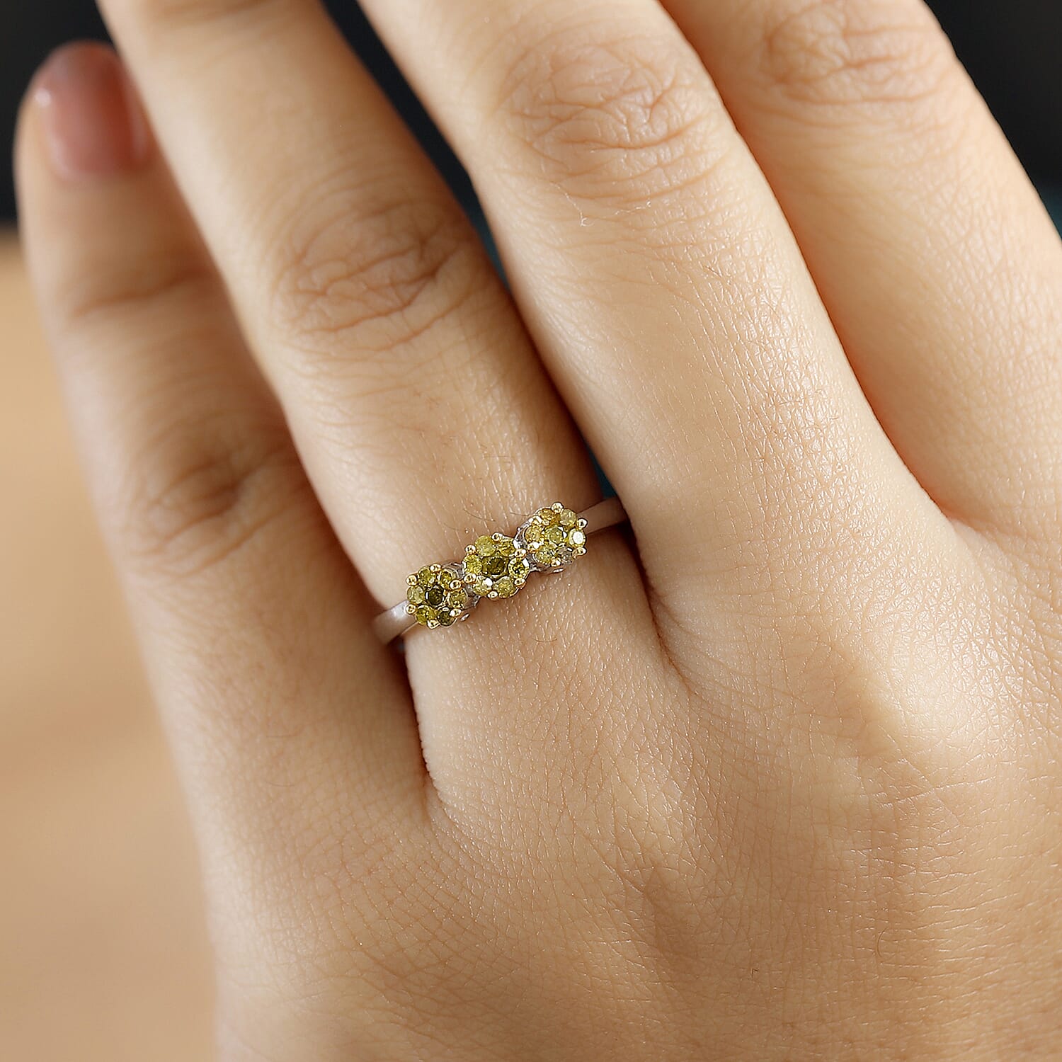 Yellow Diamond Cluster Ring in Rhodium Overlay Sterling Silver 7968682 3