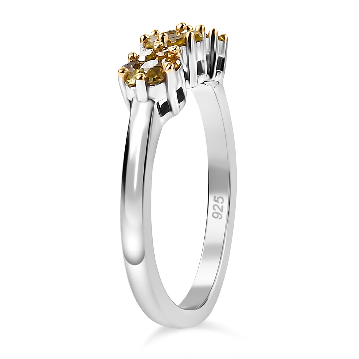 Yellow Diamond Cluster Ring in Rhodium Overlay Sterling Silver 7968682 4