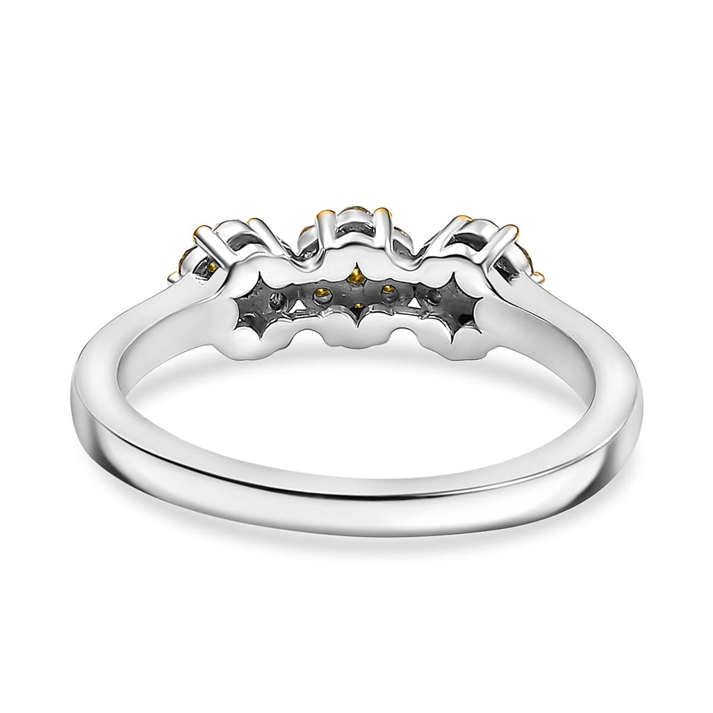Yellow Diamond Cluster Ring in Rhodium Overlay Sterling Silver 0.33 Ct.