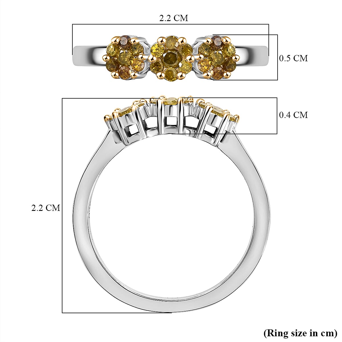 Yellow Diamond Cluster Ring in Rhodium Overlay Sterling Silver 7968682 6