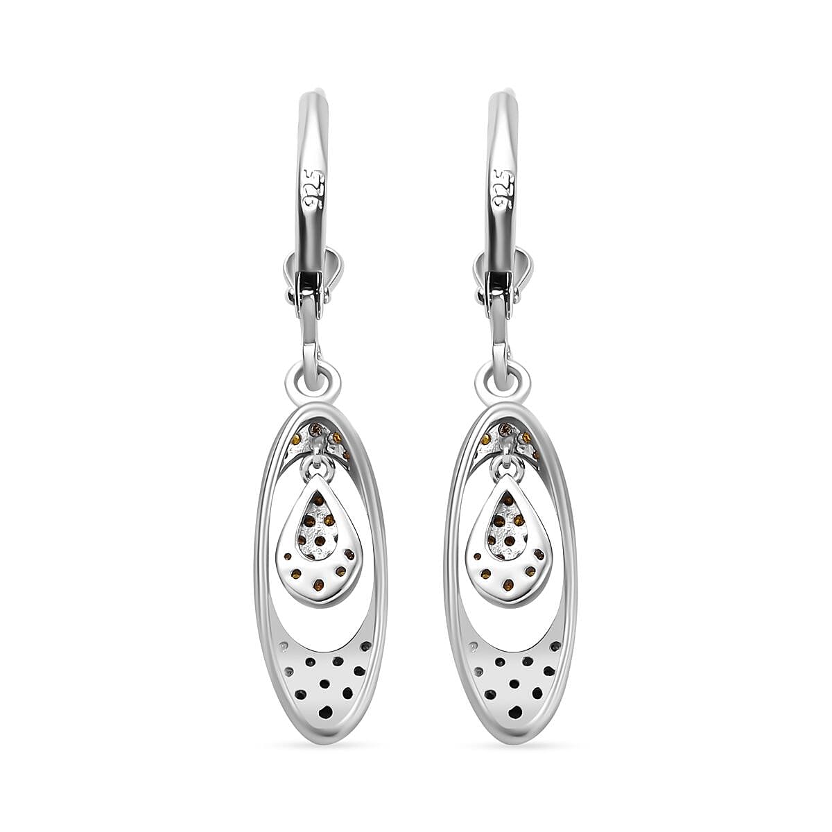 Yellow Diamond Dangle Earring with Lever Back in Rhodium Overlay Sterling Silver 7968549 5