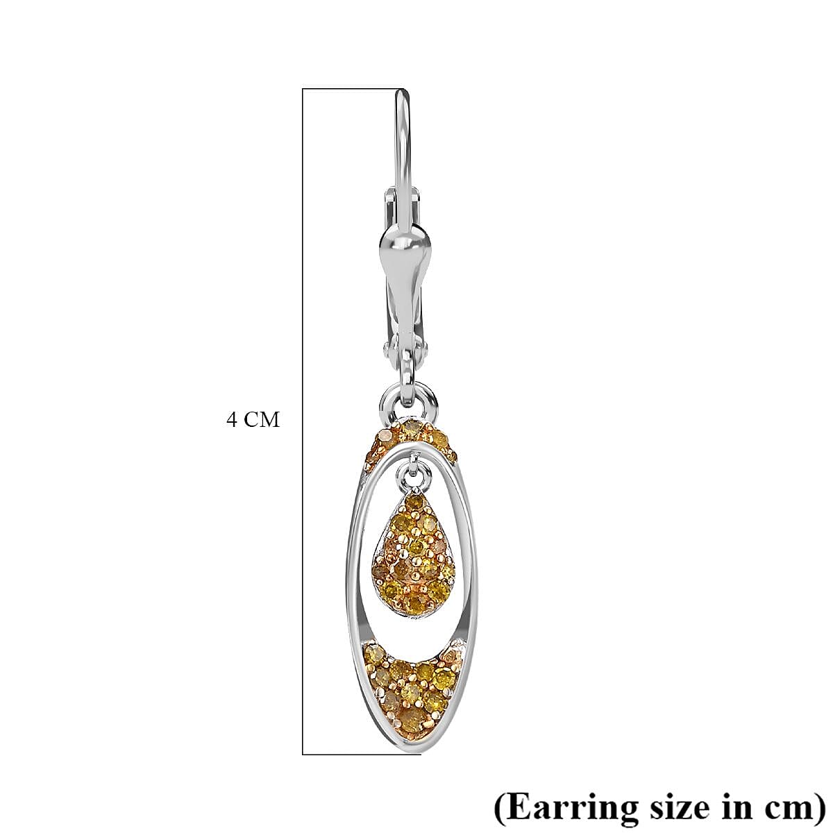 Yellow Diamond Dangle Earring with Lever Back in Rhodium Overlay Sterling Silver 7968549 6