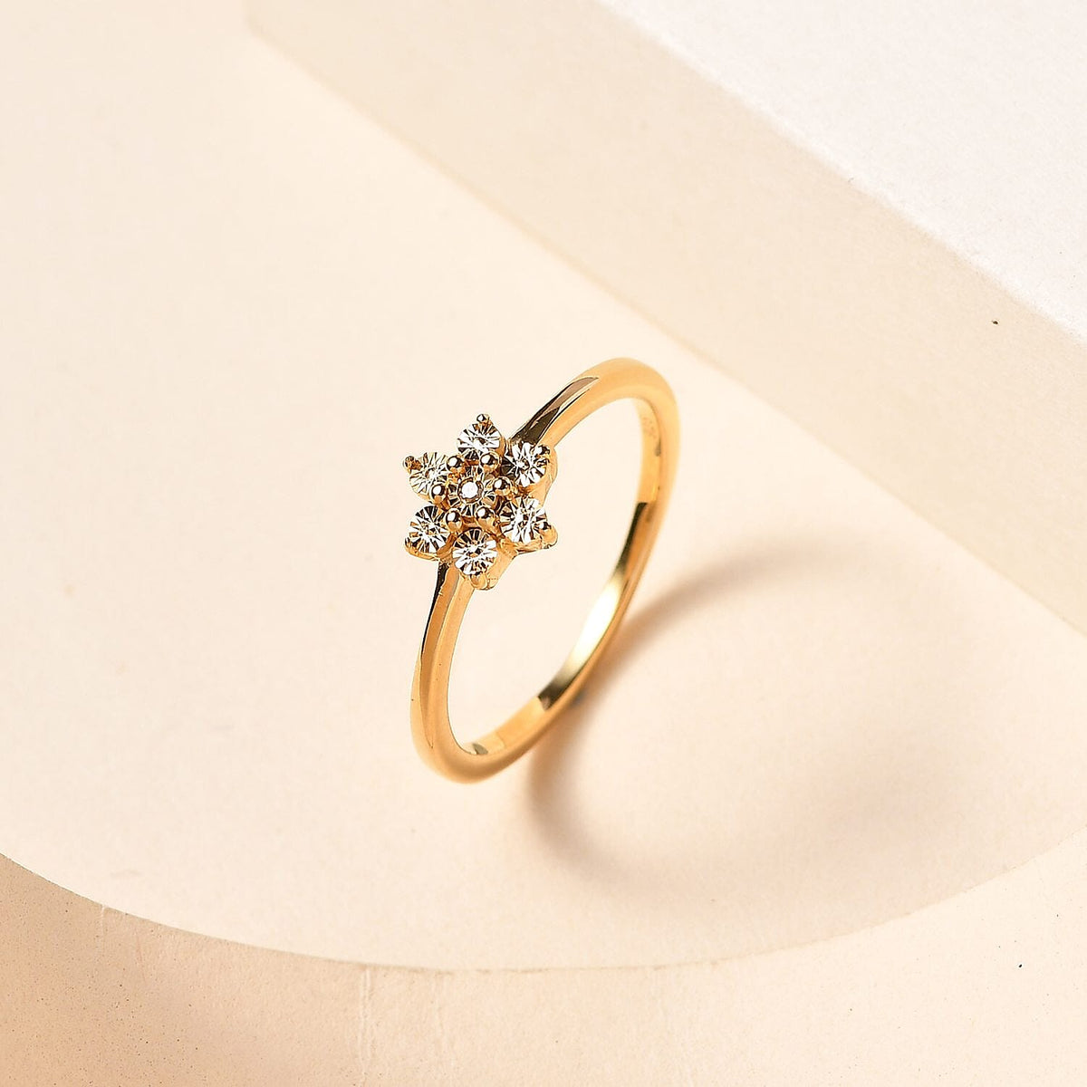 Yellow Diamond Floral Ring in 18K Vermeil Yellow Gold Plated Sterling Silver 7209445 4