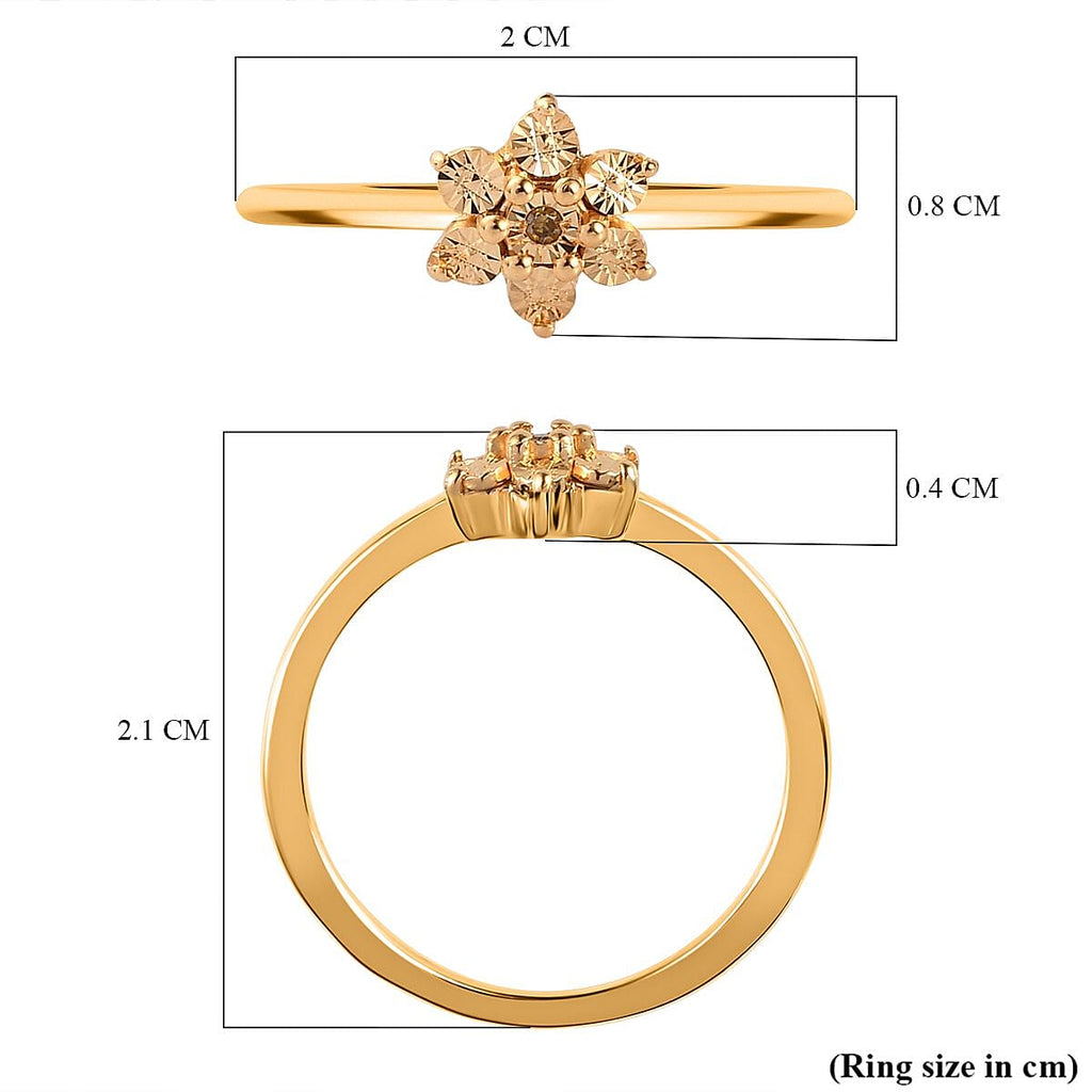 Yellow Diamond Floral Ring in 18K Vermeil Yellow Gold Plated Sterling Silver