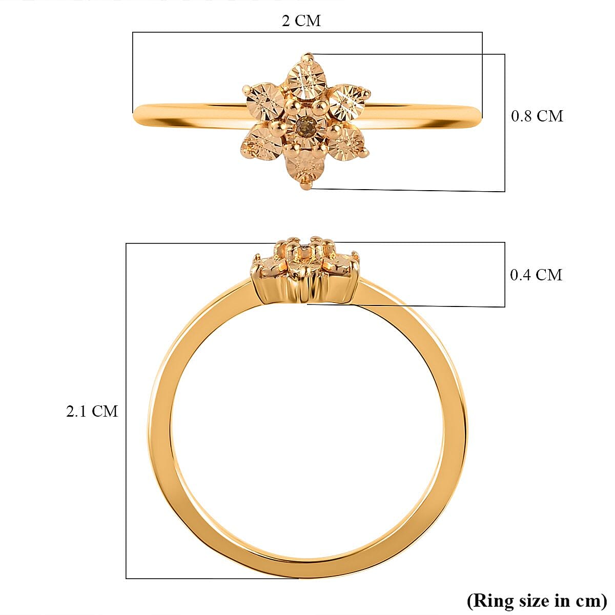 Yellow Diamond Floral Ring in 18K Vermeil Yellow Gold Plated Sterling Silver 7209445 12