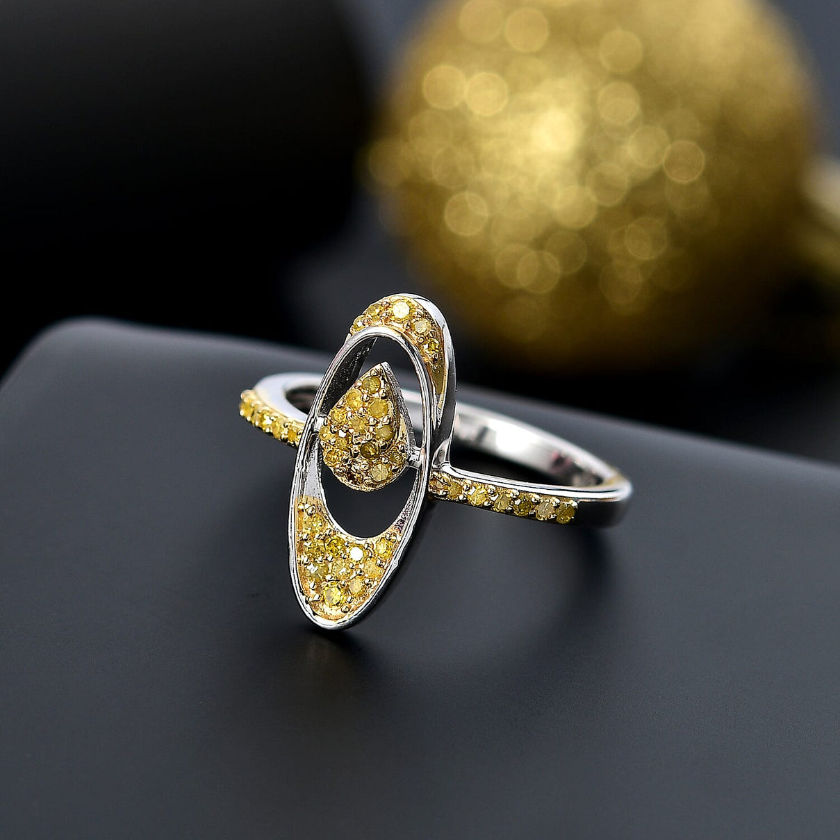 Yellow Diamond Ring in Rhodium Overlay Sterling Silver 7968461 2
