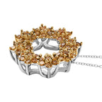Yellow Diamond Pendant with Chain (Size - 20) in Rhodium Overlay  Sterling Silver 0.50 Ct.