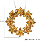 Yellow Diamond Pendant with Chain (Size - 20) in Rhodium Overlay  Sterling Silver 0.50 Ct.