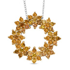 Yellow Diamond Pendant with Chain (Size - 20) in Rhodium Overlay  Sterling Silver 0.50 Ct.