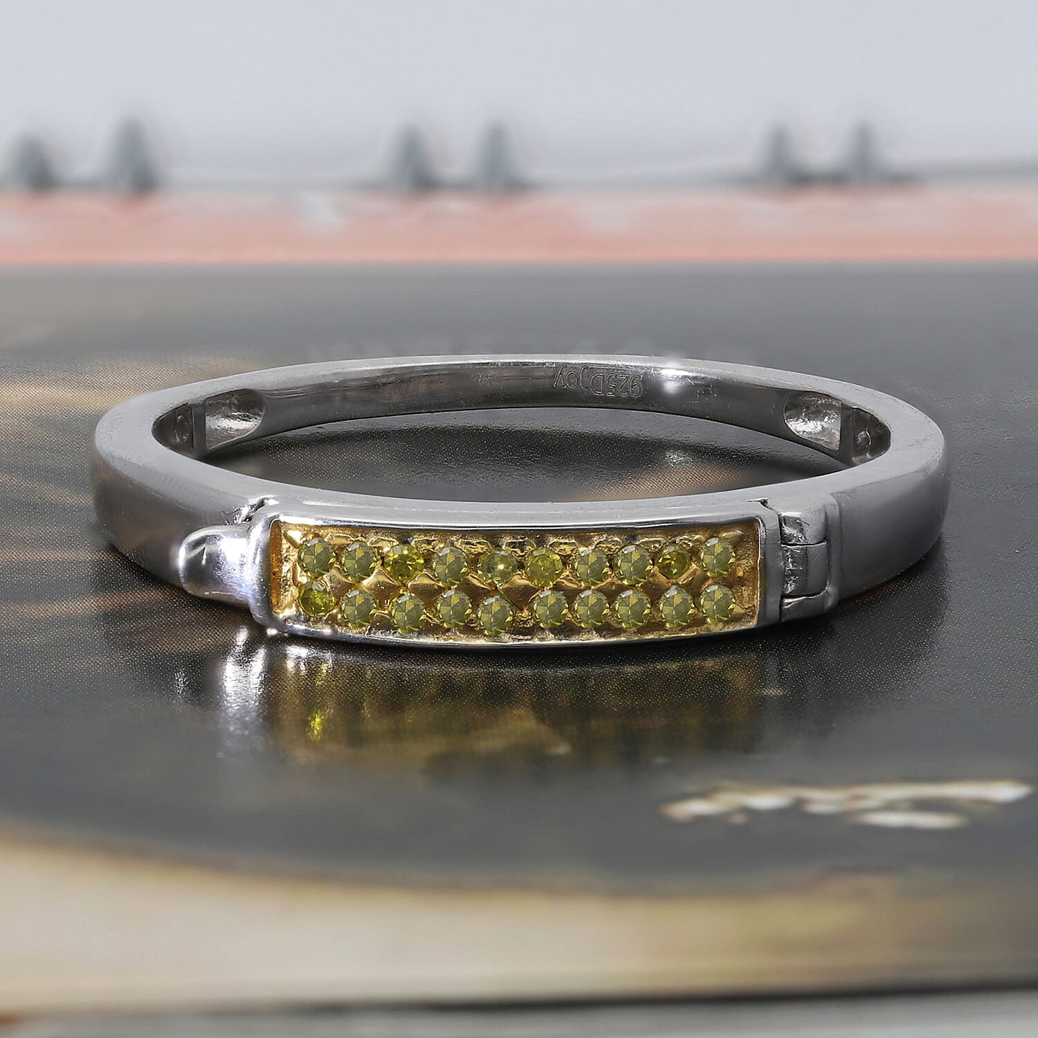 Yellow Diamond Ring in Yellow Gold Plated Sterling Silver 3862108 2