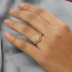 Yellow Diamond & White Diamond Cluster Ring in Rhodium Overlay Sterling Silver 0.33 Ct.