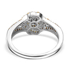 Yellow Diamond & White Diamond Cluster Ring in Rhodium Overlay Sterling Silver 0.33 Ct.
