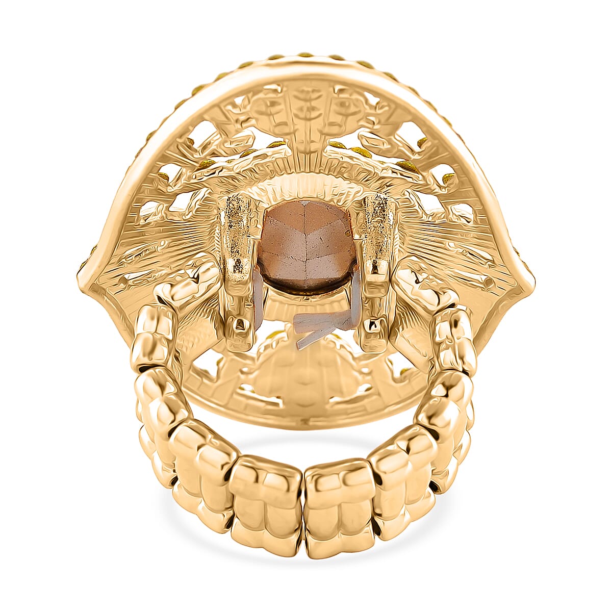 Yellow Glass &amp; Austrian White Crystal Adjustable Ring in Yellow Gold Tone 8262413 5