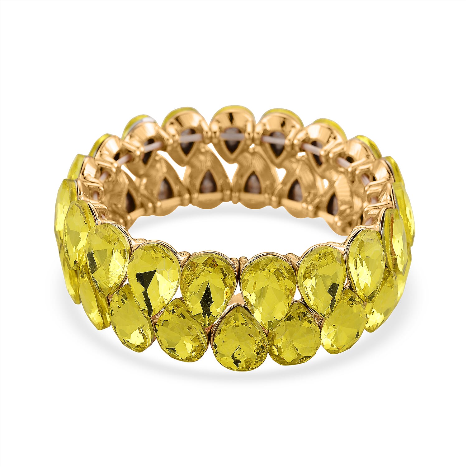 Yellow Glass Pear Stretchable Bracelet in Yellow Gold Tone V32521830 0