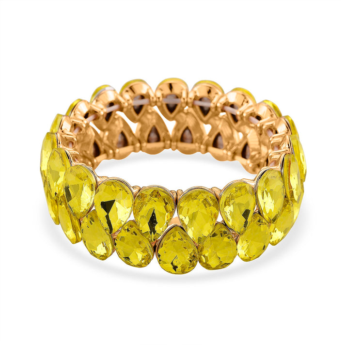Yellow Glass Pear Stretchable Bracelet in Yellow Gold Tone V32370671 1