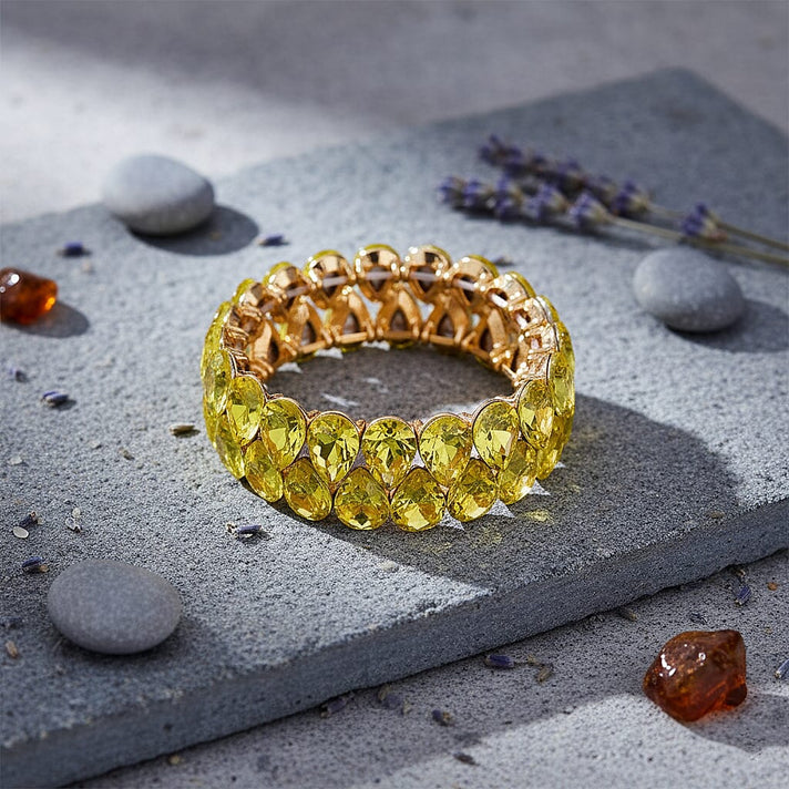 Yellow Glass Pear Stretchable Bracelet in Yellow Gold Tone V32370671 2