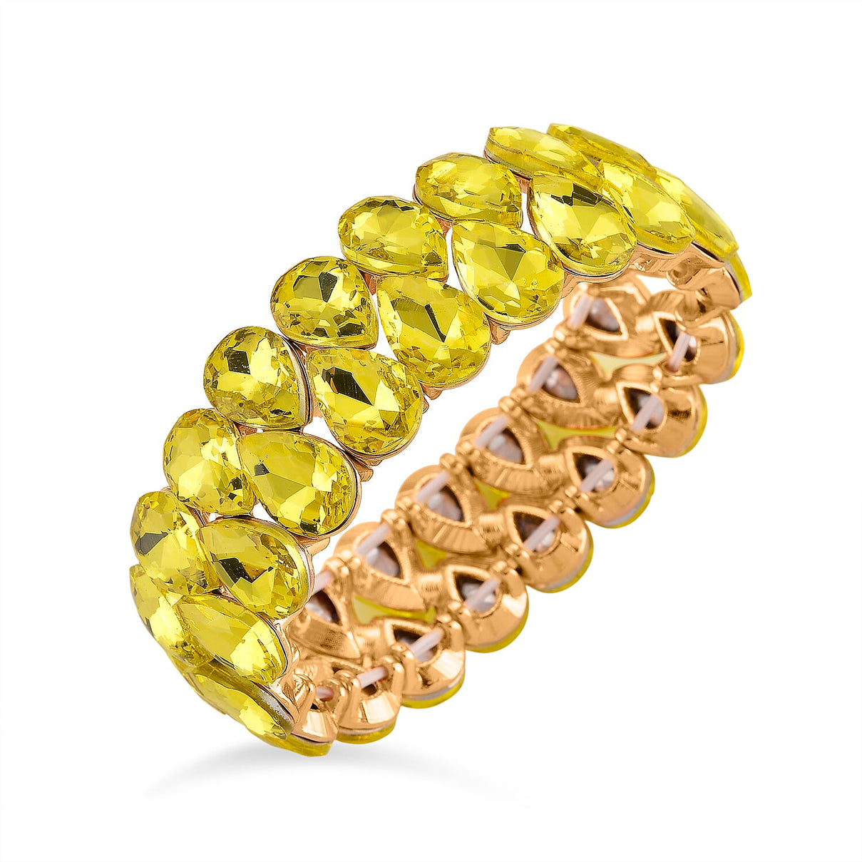 Yellow Glass Pear Stretchable Bracelet in Yellow Gold Tone V32521830 4
