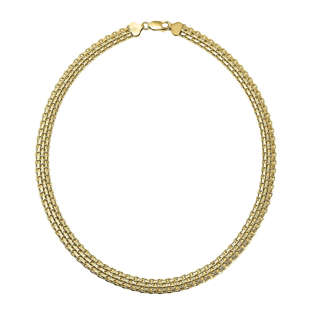 Yellow Gold Overlay Sterling Silver Bismark Necklace (Size - 20),  Silver Wt. 33.5 Gms