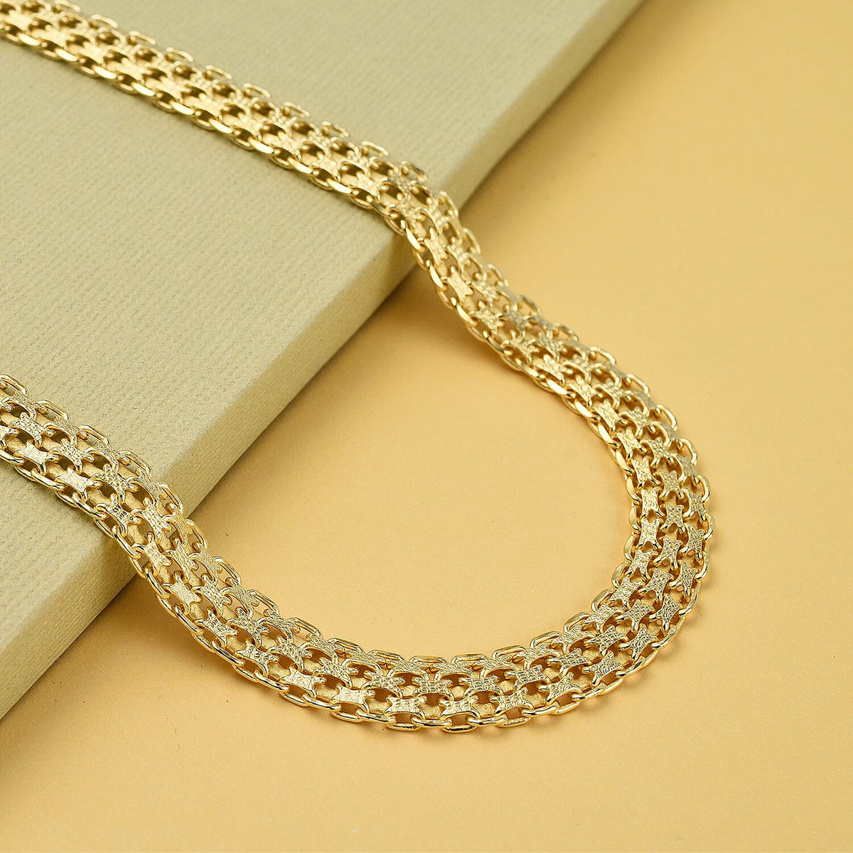 Yellow Gold Overlay Sterling Silver Bismark Necklace (Size - 20),  Silver Wt. 33.5 Gms 7566625 1