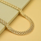 Yellow Gold Overlay Sterling Silver Bismark Necklace (Size - 20),  Silver Wt. 33.5 Gms