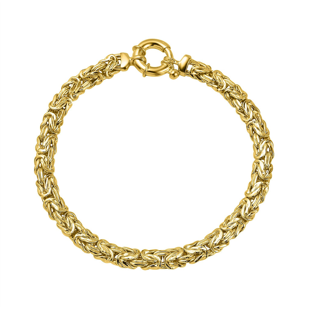 Handcrafted Yellow Gold Overlay Sterling Silver Byzantine Bracelet (Size - 7.5)