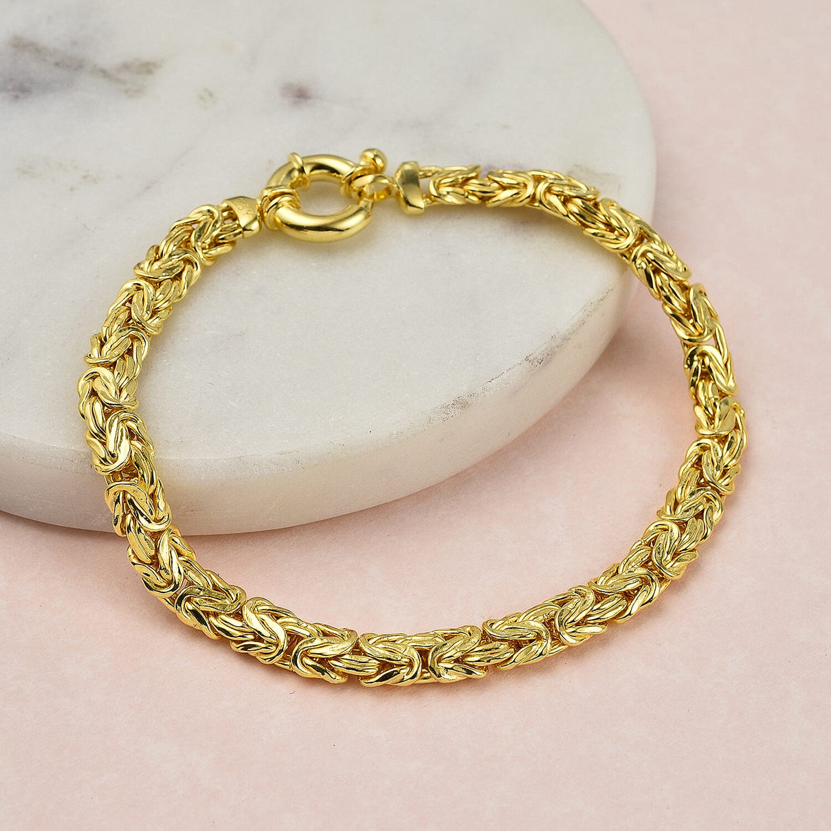 Handcrafted Yellow Gold Overlay Sterling Silver Byzantine Bracelet (Size - 7.5) 7657097 1