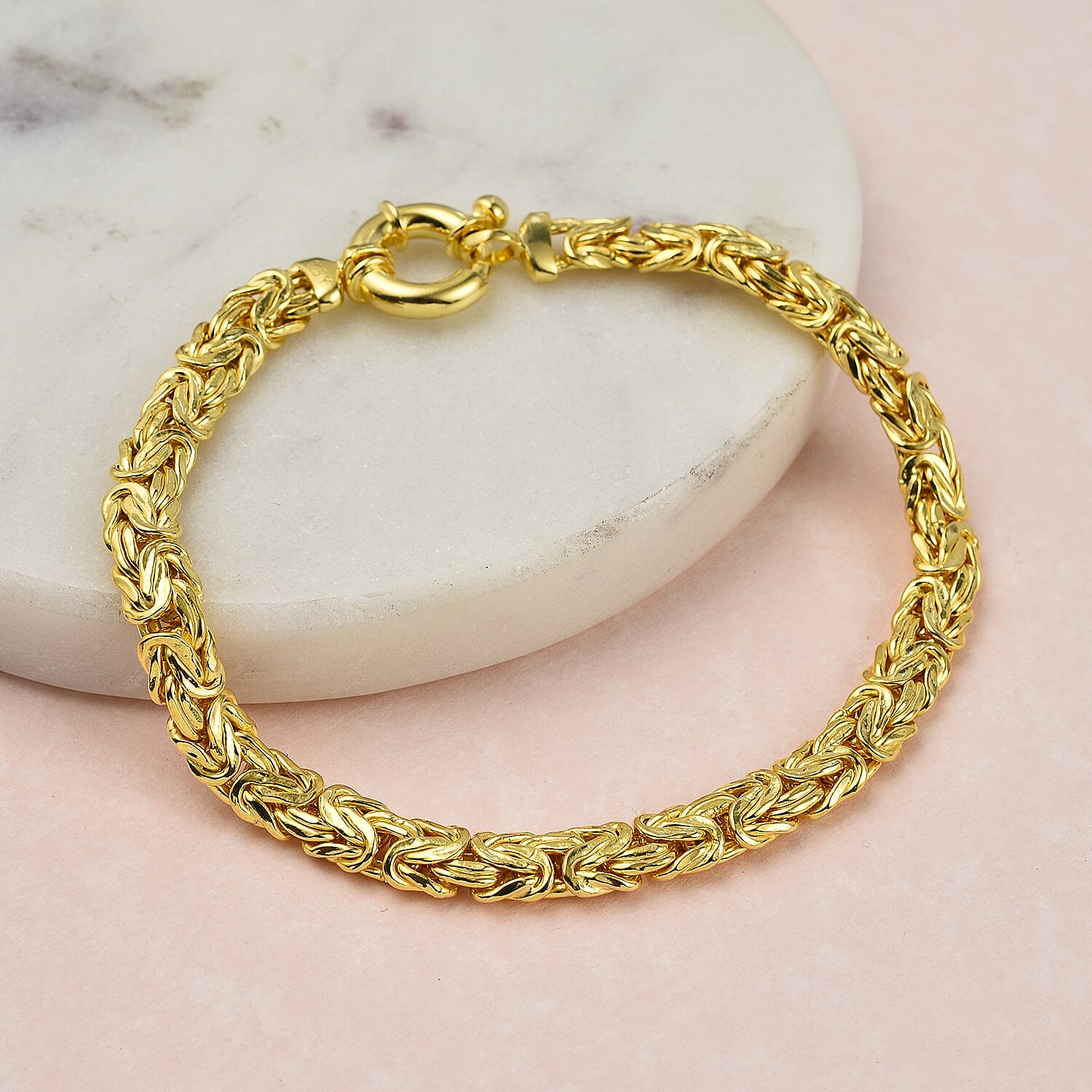 Handcrafted Yellow Gold Overlay Sterling Silver Byzantine Bracelet (Size - 7.5) 7657097 1
