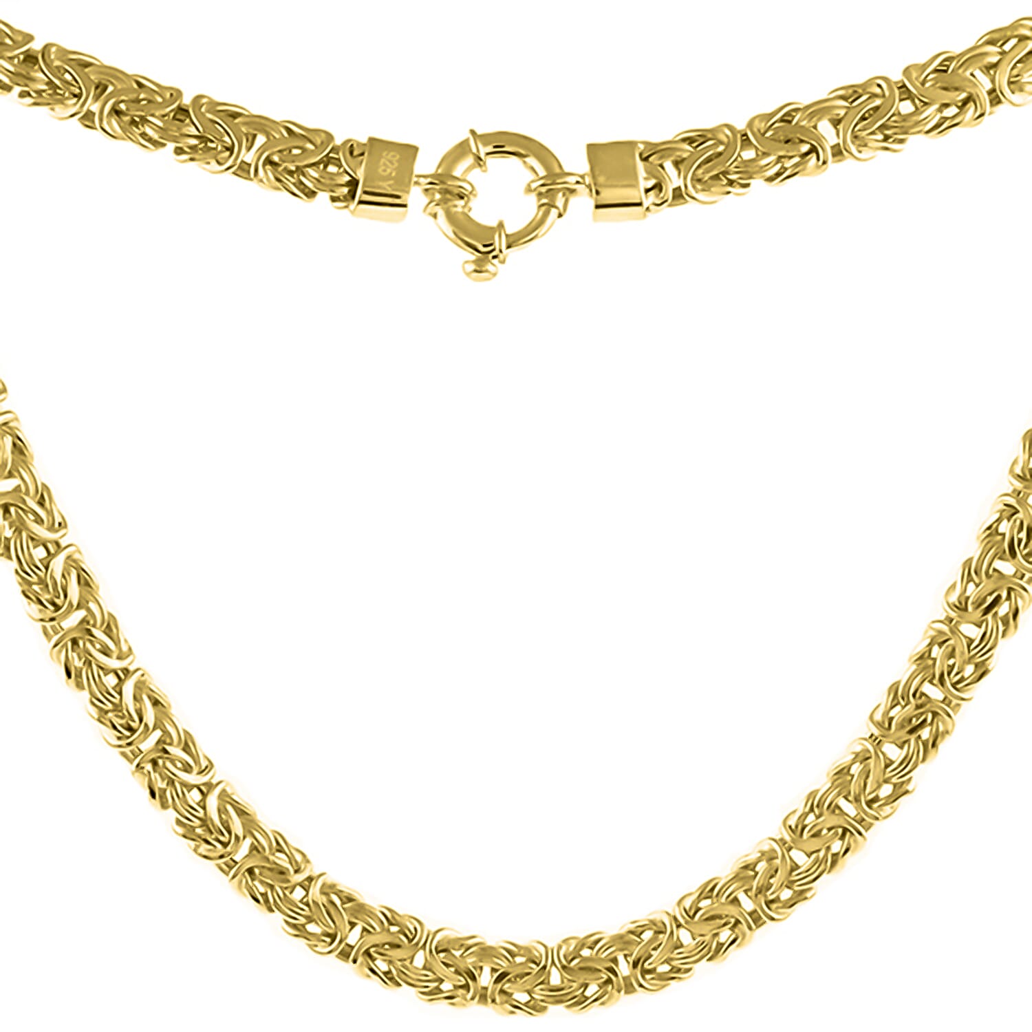 Yellow Gold Overlay Sterling Silver Byzantine Necklace, Silver Wt. 34.5 Gms (Size 20) 7668005 0