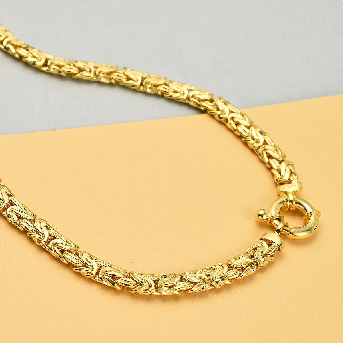 Vicenza Closeout - Handmade Italian Yellow Gold Overlay Sterling Silver Byzantine Necklace (Size - 20), Silver Wt 23.80 GM 7657065 1