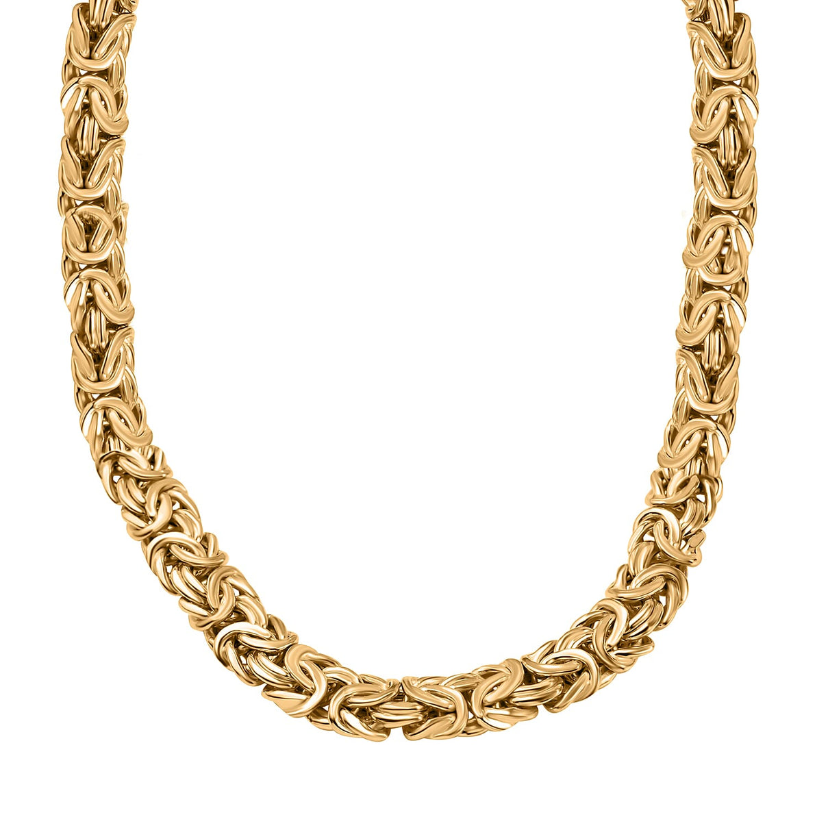 18K Yellow Gold Overlay Plating Sterling Silver Byzantine Necklace (Size - 20), Silver Wt. 34.5 Gms 7657109 0