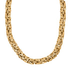 Yellow Gold Overlay Sterling Silver Byzantine Necklace (Size - 20), Silver Wt. 34 Gms