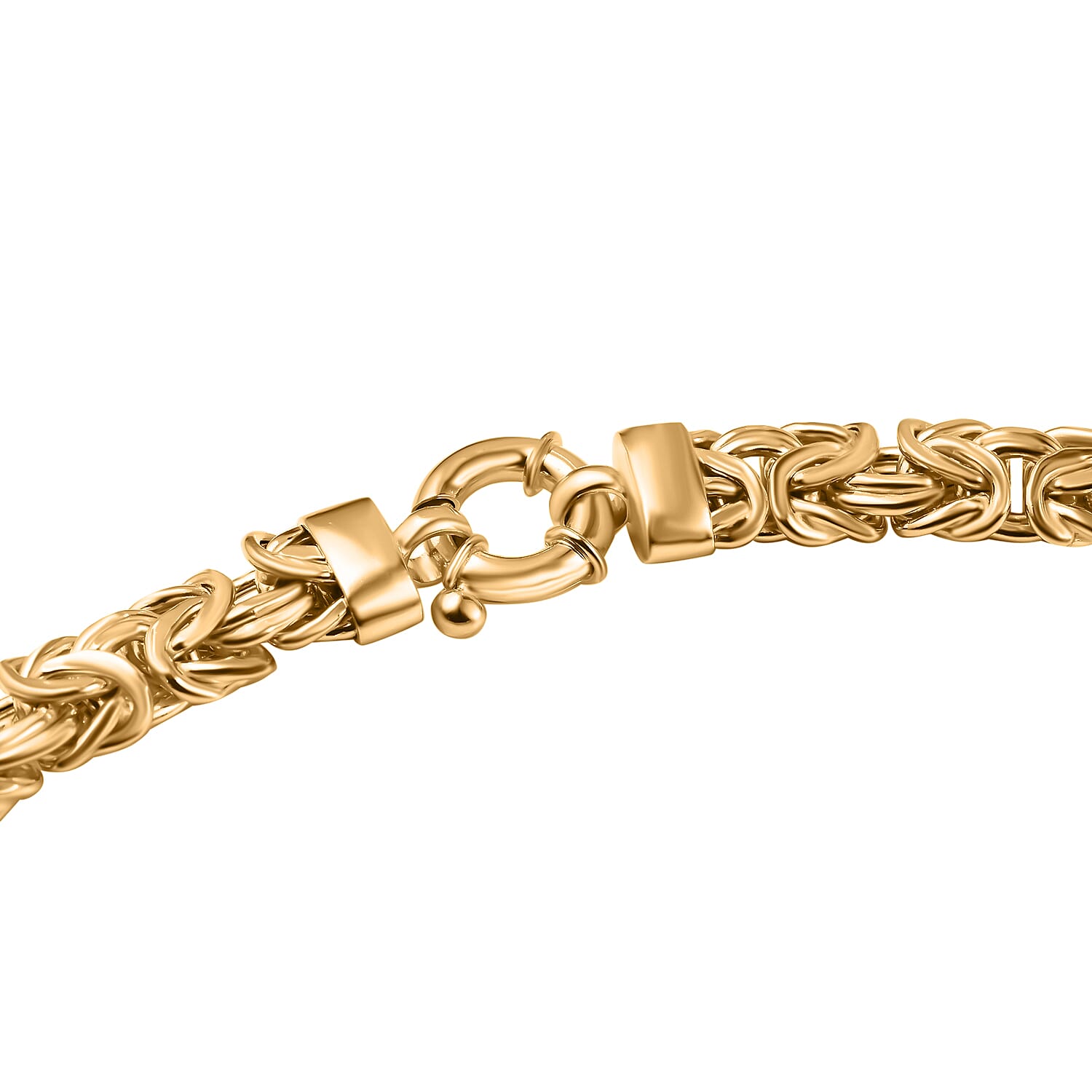 18K Yellow Gold Overlay Plating Sterling Silver Byzantine Necklace (Size - 20), Silver Wt. 34.5 Gms 7657109 3