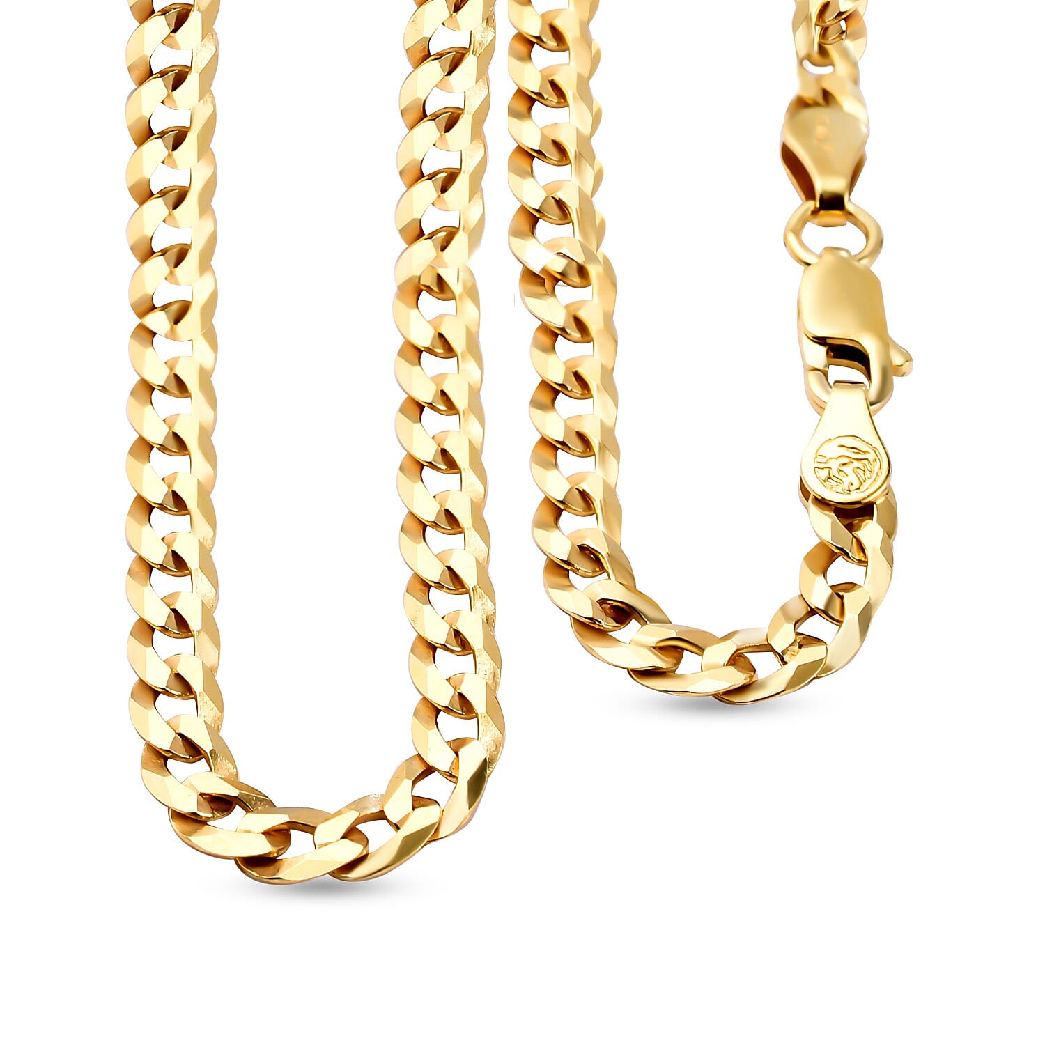Vicenza Luxury Edition - Yellow Gold Overlay Sterling Silver Curb Necklace (Size - 20) 7027871 0