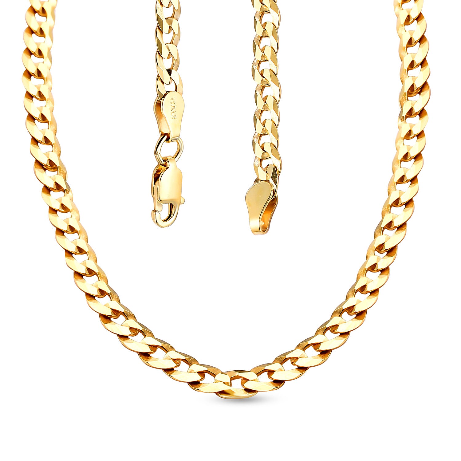 Vicenza Luxury Edition - Yellow Gold Overlay Sterling Silver Curb Necklace (Size - 20) 7027871 2
