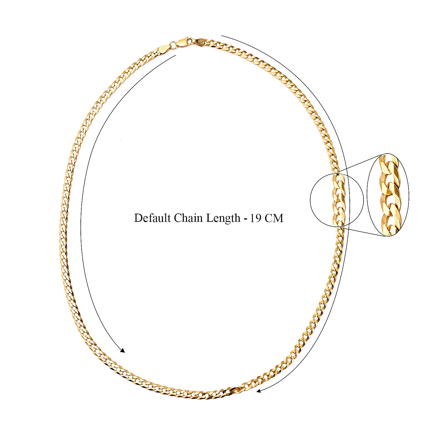 Vicenza Luxury Edition - Yellow Gold Overlay Sterling Silver Curb Necklace (Size - 20) 7027871 4