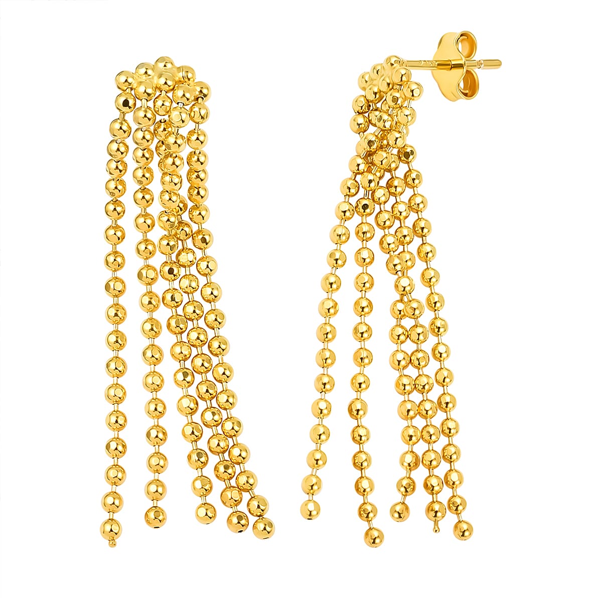 Yellow Gold Overlay Sterling Silver Dangling Earrings (With Push Back) 7023485 3