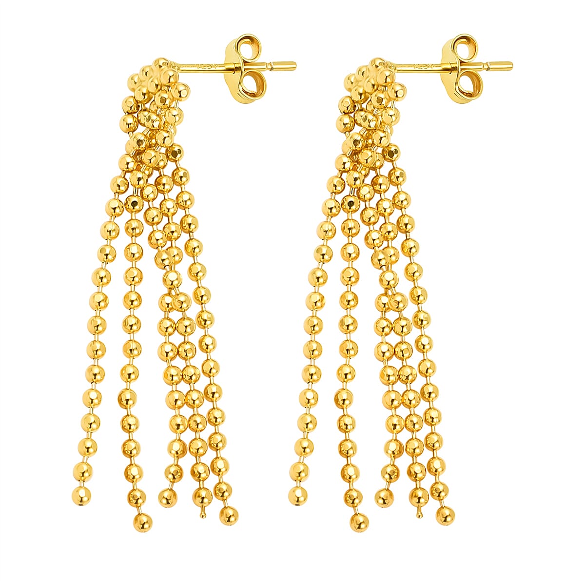 Yellow Gold Overlay Sterling Silver Dangling Earrings (With Push Back) 7023485 4