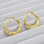 Designer Inspired - Yellow Gold Overlay Sterling Silver Diamond Cut Hoop Earrings