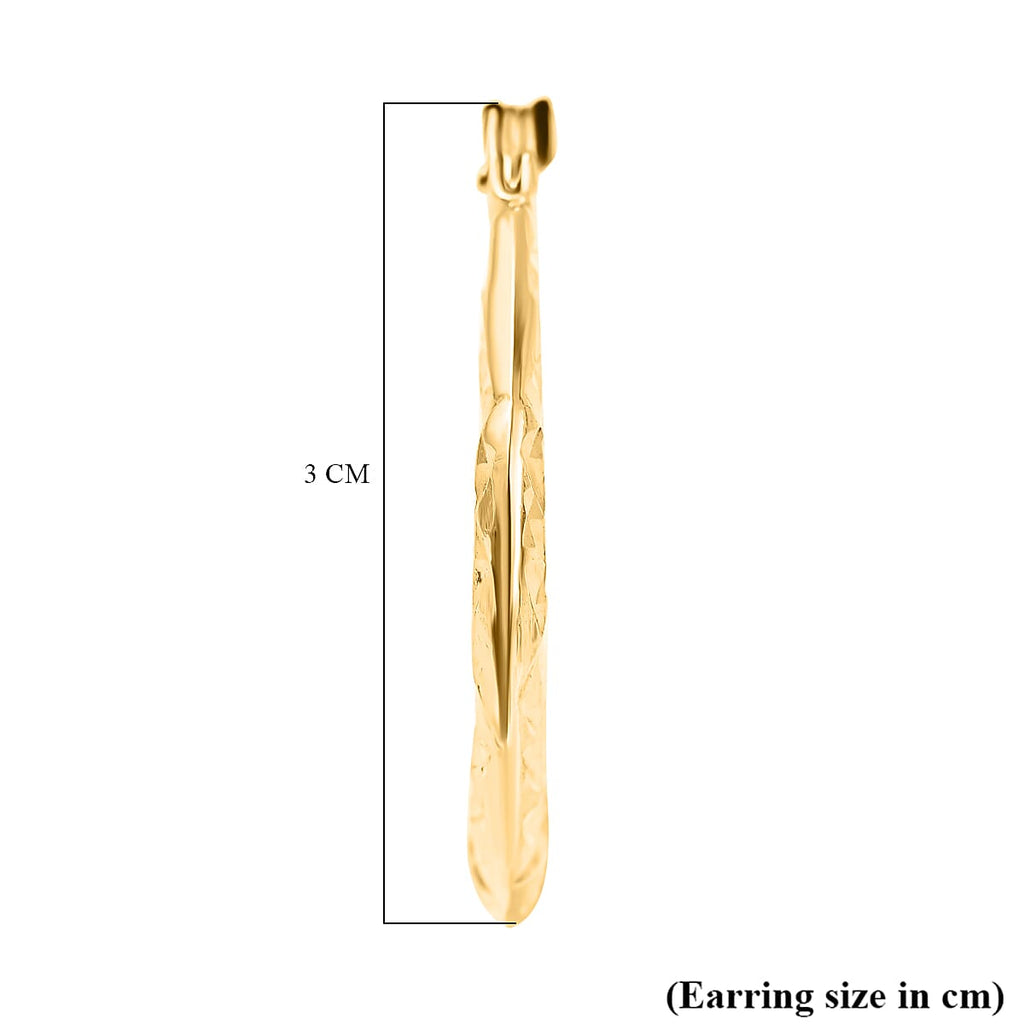 Designer Inspired - Yellow Gold Overlay Sterling Silver Diamond Cut Hoop Earrings