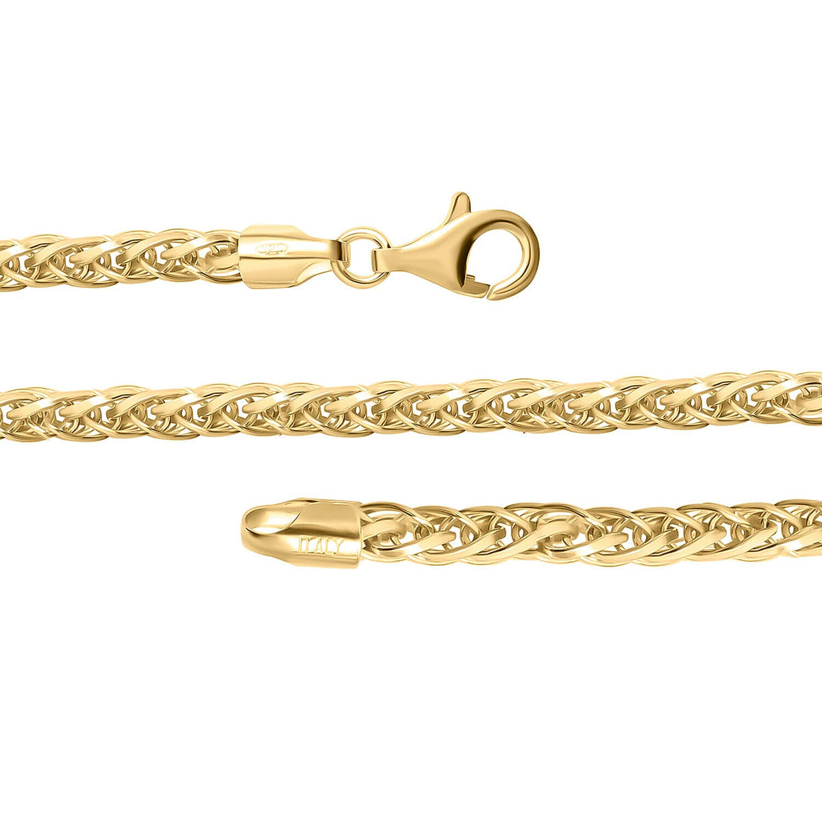 Vicenza Closeout- Yellow Gold Overlay Sterling Silver Solid Spiga Necklace (Size - 24) 34.9 Gms (1.12 Troy Ounces) 7272328 1
