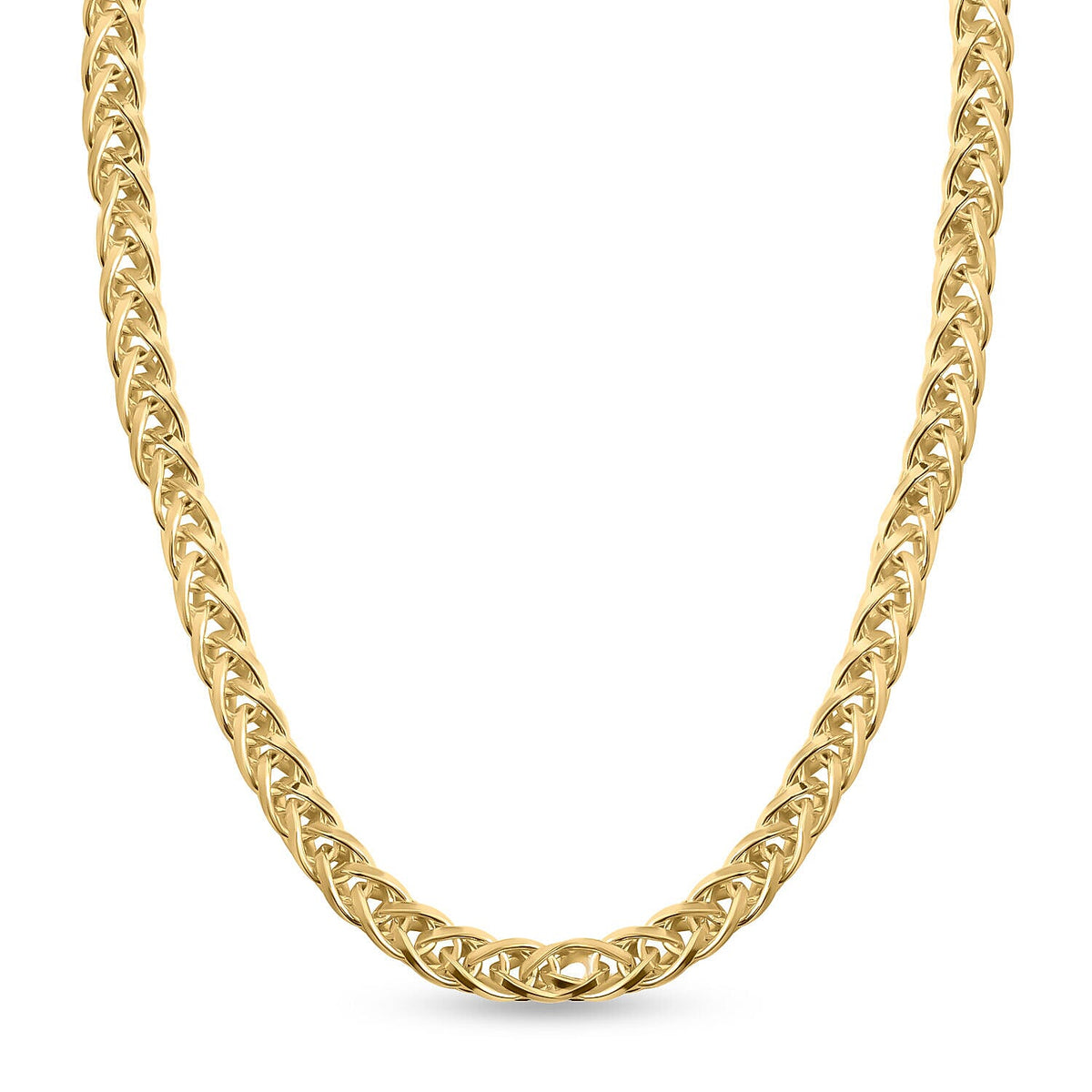 Vicenza Closeout- Yellow Gold Overlay Sterling Silver Solid Spiga Necklace (Size - 24) 34.9 Gms (1.12 Troy Ounces) 7272328 2