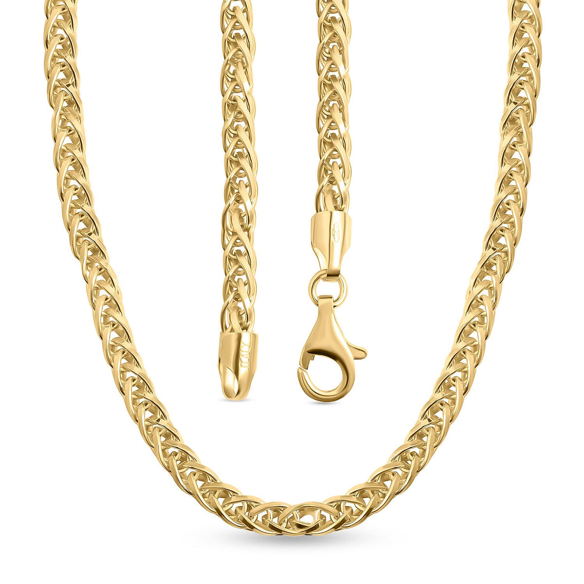 Vicenza Closeout- Yellow Gold Overlay Sterling Silver Solid Spiga Necklace (Size - 24) 34.9 Gms (1.12 Troy Ounces) 7272328 3