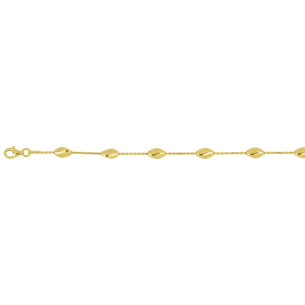 Italian Closeout Designer Inspired Sterling Silver Coffee Bean  Necklace in Yellow Gold Overlay (Size - 20)