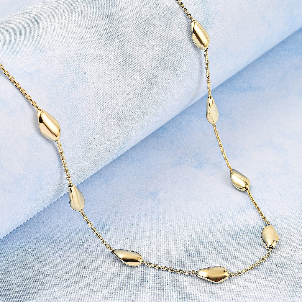 Italian Closeout Designer Inspired Sterling Silver Coffee Bean  Necklace in Yellow Gold Overlay (Size - 20)
