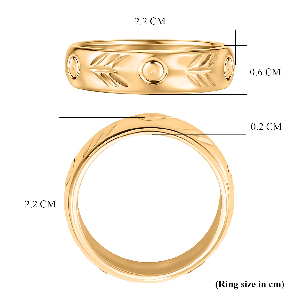 Yellow Gold Plated Sterling Silver Band Ring V32516575 6