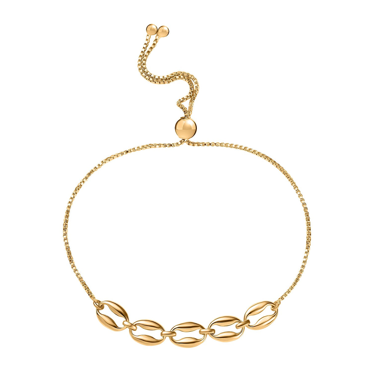 Designer Closeout Deal - Gold Plated Sterling Silver Mariner Shell Charm Bracelet (Adjustable Upto Size - 10.5) 8194558 0