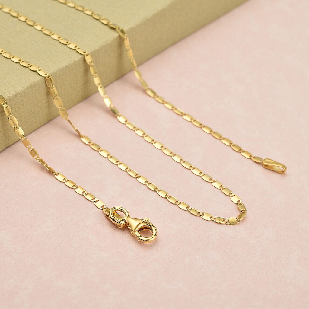 Italian Made -Yellow Gold Overlay Sterling Silver Valentino Chain (Size - 18)