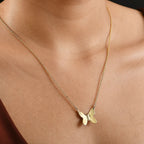 Close Out Deal - Yellow Gold Plated Sterling Silver Butterfly Necklace (Size 20)